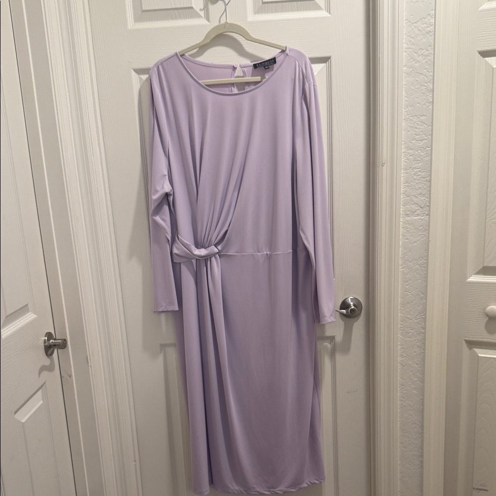 Eloquii Lavender Long Sleeve Dress with Knot Detail